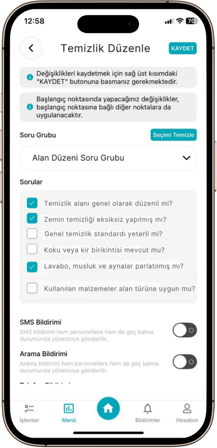 Temizlik Kontrolü